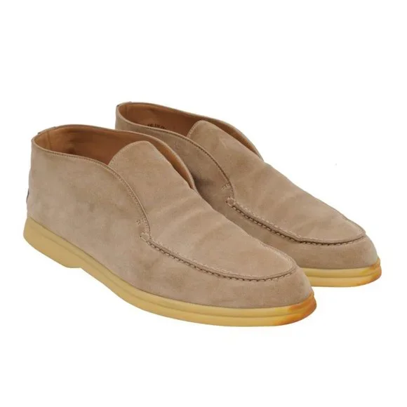 Loro Piana Mens Open Walk Ankle Boots US 9 EU 42 Tan Brown Suede Slip On Chukkas Loro Piana Open Walk Ankle Boots US 9.5 42.5 Brown Tan Suede  main image 2